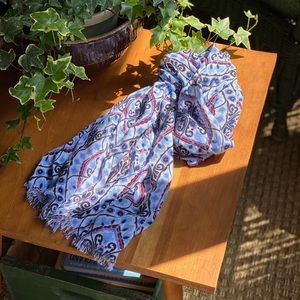 Talbots Blue and Red Patterned Scarf
